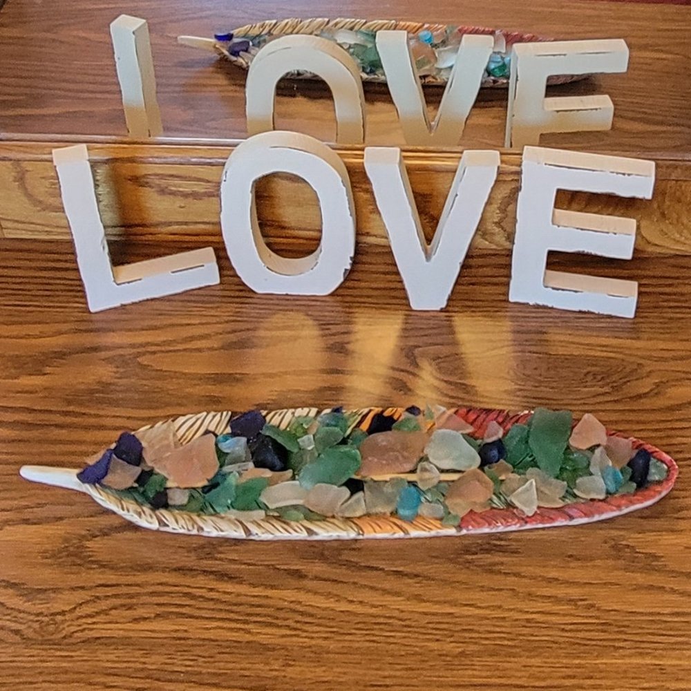 L.O.V.E.  white 4 X 6 solid wood cut-out home decor letter blocks.